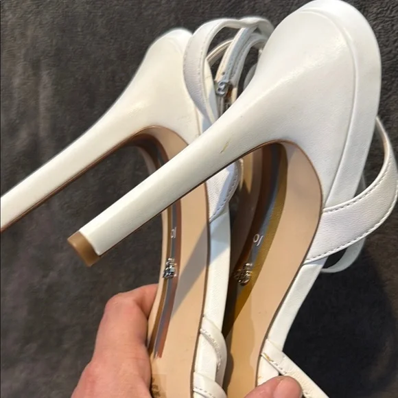 Sam Edelman White Strappy Heels with Ankle Buckle - Picture 5 of 7